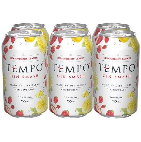 tempo gin smash strawberry lemon 355 ml - 6 cans chestermere liquor delivery